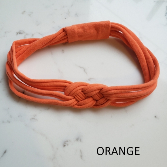 Set of 3 Women's Celtic Knot Headbands in Red Orange Rust Upcycled Stretchy - Picture 6 of 8